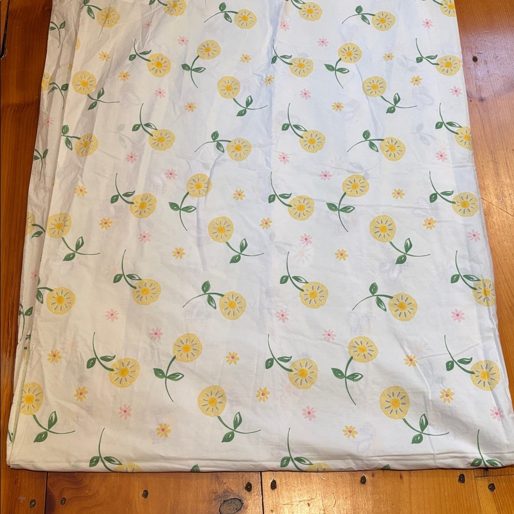 POTTERY BARN KIDS *Twin* Sunflower Bee Floral Print Duvet Cover 100% Cotton